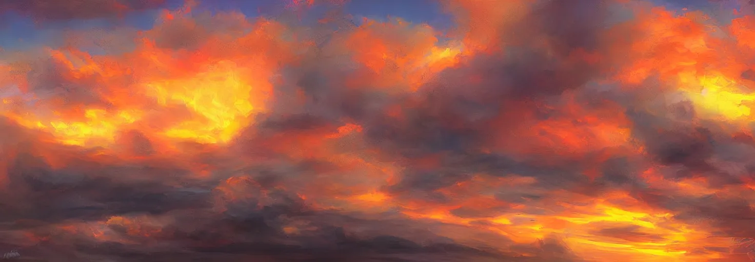 Prompt: epic clouds on sunset, higfly detailed, digital painting, dramatic light