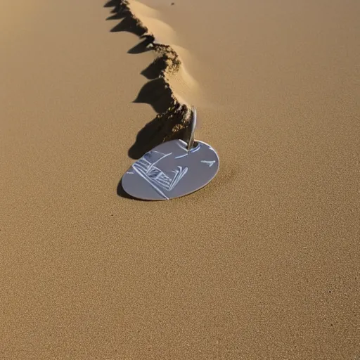 Image similar to desert dunes coveted in dog tags,