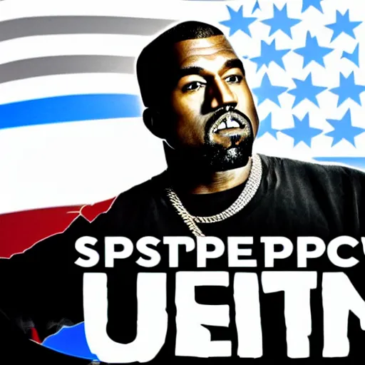 Image similar to kanye west in spaceship as united states of america president