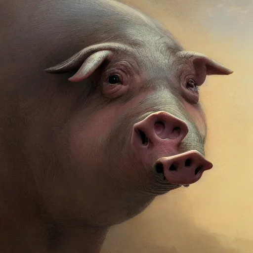 Prompt: anthropomorphic pig, vladimir putin pig hybrid, pig putin face mix, transformation, macabre, horror, by donato giancola and greg rutkowski and wayne barlow and zdzisław beksinski, realistic face, visible face, digital art