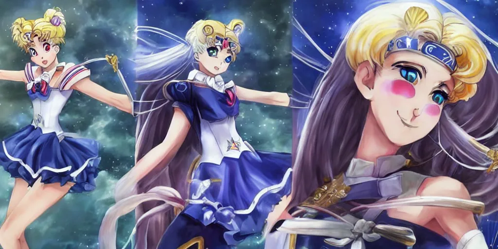 Prompt: sailor moon in battlefield video game, concept art, very detailed and realistic