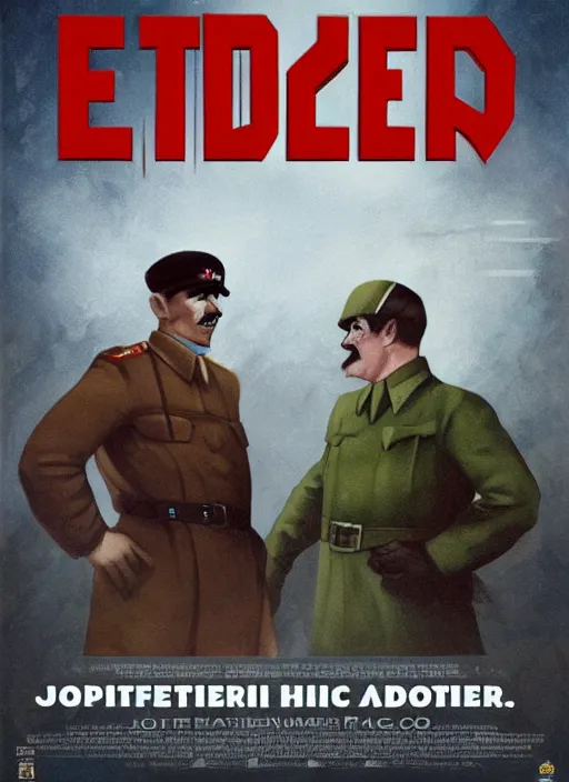 Prompt: poster for an animation called joseph stalin vs adolf hitler, 8 k, hd, art by craig mullins