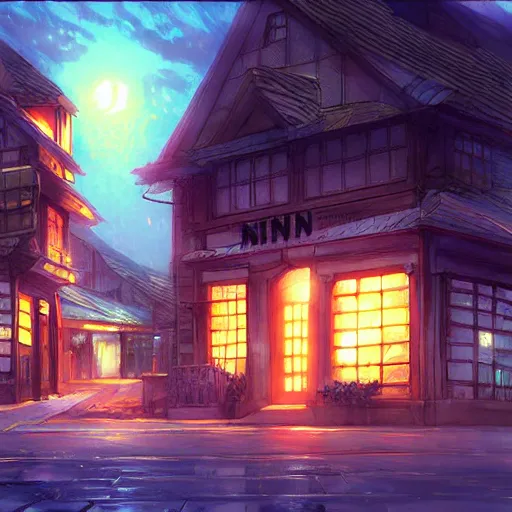 Prompt: The Night Inn, Anime concept art by Makoto Shinkai