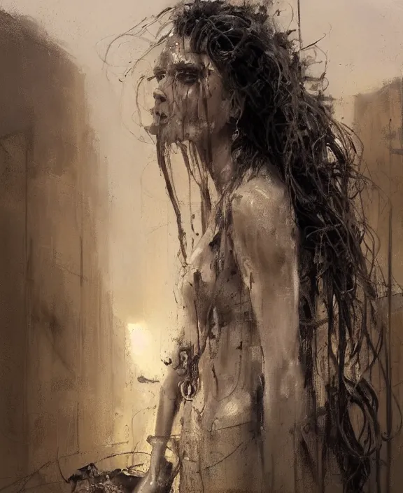 Prompt: medusa in the desert by jeremy mann