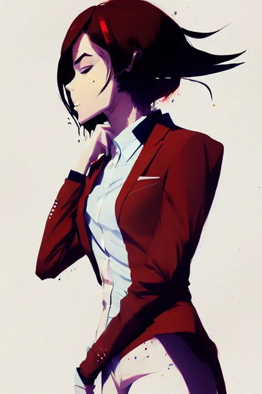 Image similar to a ultradetailed full body portrait of a girl in a suit, by conrad roset, greg rutkowski and makoto shinkai trending on artstation