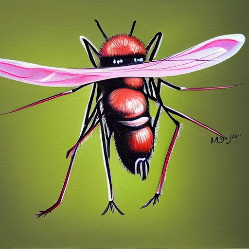 Image similar to a high quality painting of a mosquito trending on art station