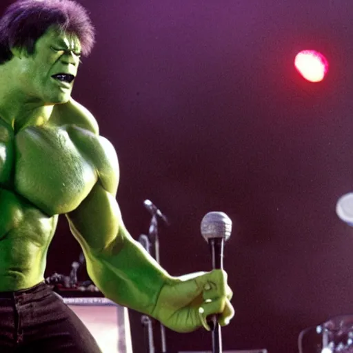 Image similar to hulk performing at woodstock