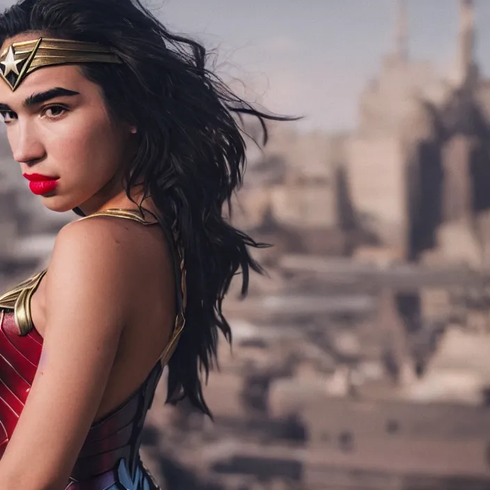 Image similar to portrait of dua lipa as wonder woman, extremely detailed canon eos c 3 0 0, ƒ 1. 8, 3 5 mm, 8 k,