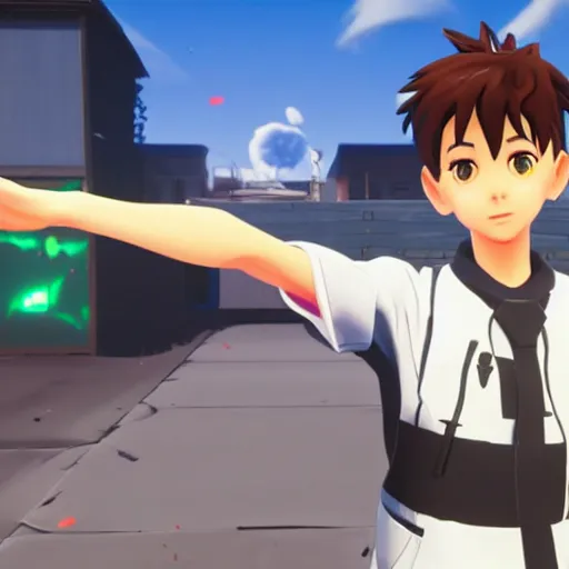 Image similar to shinji ikari in fortnite