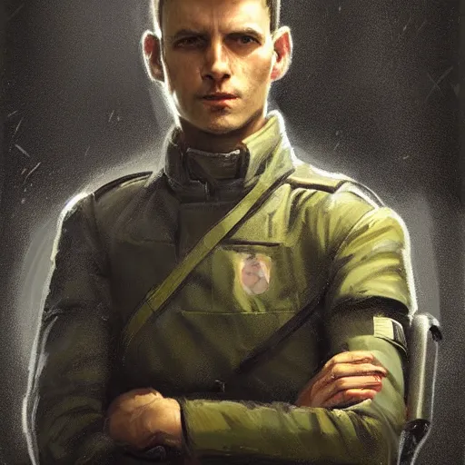 Image similar to portrait of a man by greg rutkowski, british features, short black hair in military style, perfect military composure, wearing an starfighter pilot uniform of the galactic republic, star wars expanded universe, he is about 2 0 years old, highly detailed portrait, digital painting, artstation, concept art, smooth, sharp foccus ilustration, artstation hq