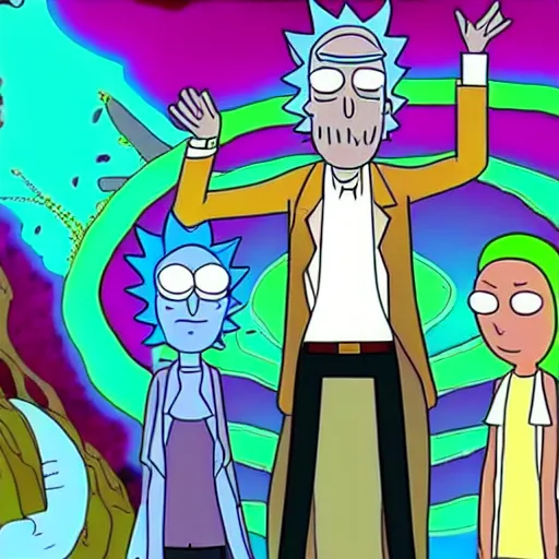 Image similar to Rick and Morty psychodelic, show me what you got