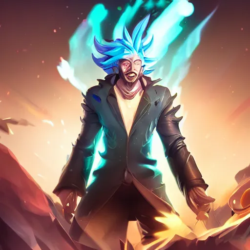 Prompt: League of Legends splashart of Rick Sanchez, 8k, sci-fi