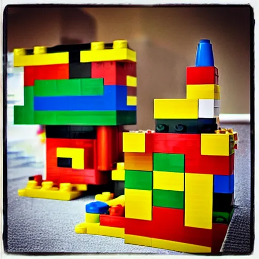 Prompt: “ so long gay bowser, scene constructed in lego blocks. ”