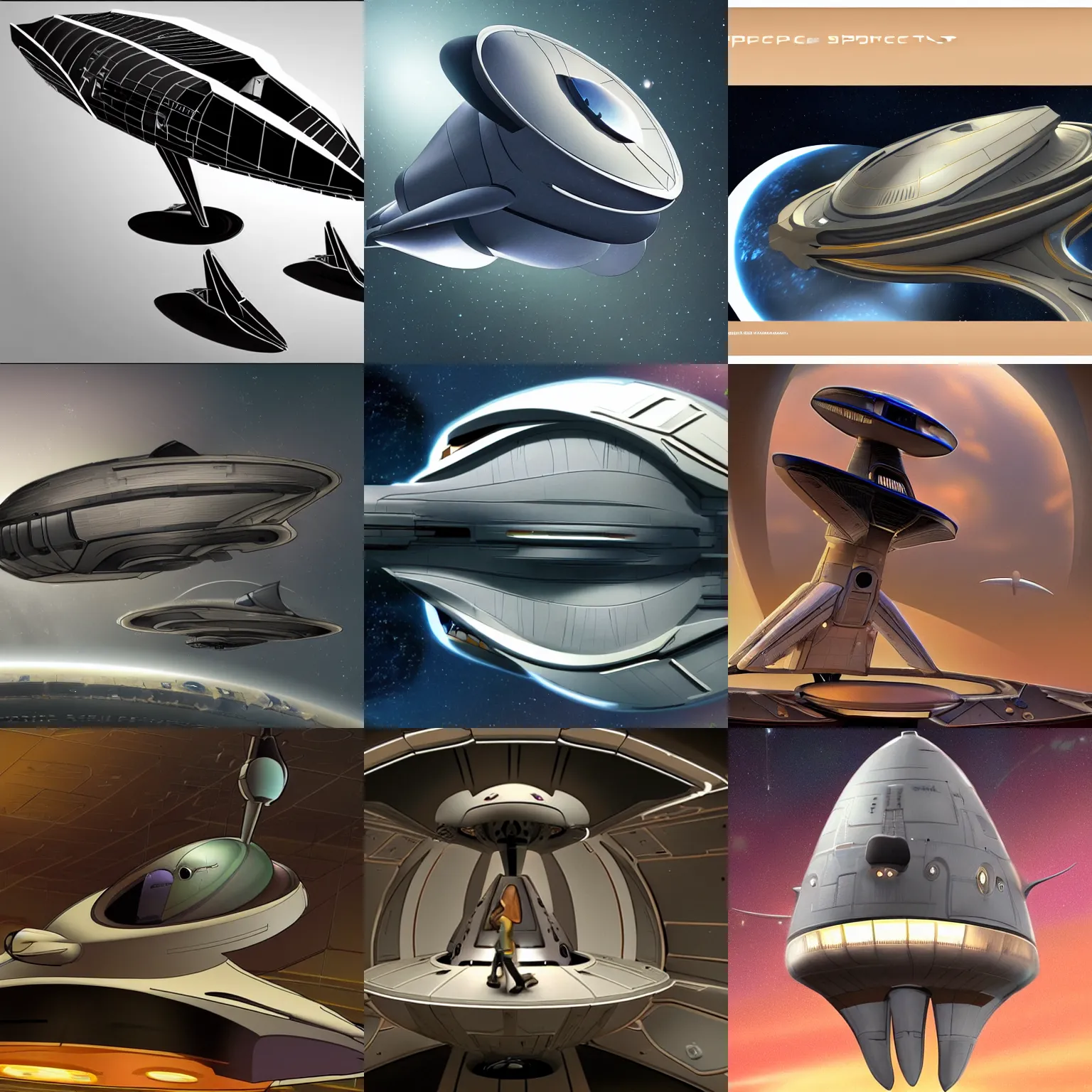 Prompt: spaceship designed by Brad Bird