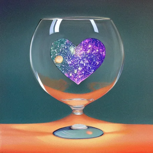 Prompt: the universe contained in a heart shaped glass highly detailed 8 k hyperrealism