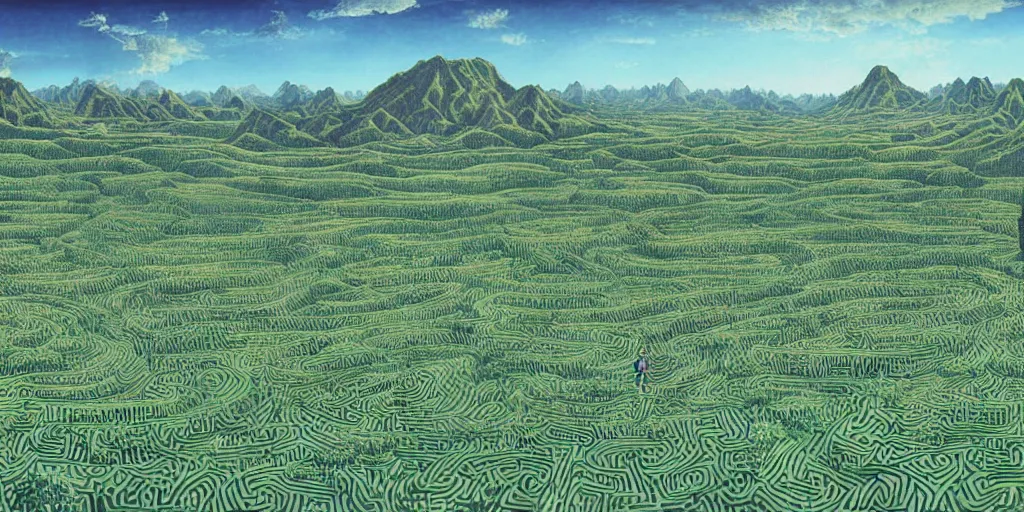 Image similar to the grand landscape of the endless maze, art by kotaro chiba