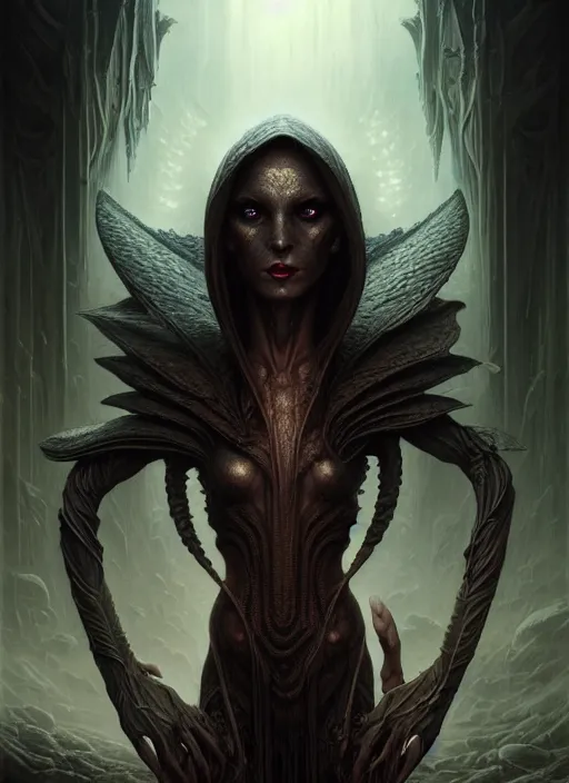 Image similar to portrait shot of dark evil elf in a scenic dystopian environment, intricate, elegant, highly detailed, centered, digital painting, artstation, concept art, smooth, sharp focus, illustration, artgerm, tomasz alen kopera, peter mohrbacher, donato giancola, joseph christian leyendecker, wlop, boris vallejo