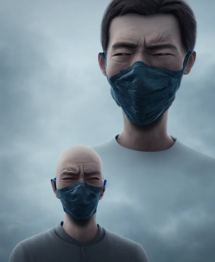 Prompt: detailed digital painting of man kind suffering due to high air pollution in future, people are wearing masks, wide angle shot, octane render, very hyper realistic, highly detailed