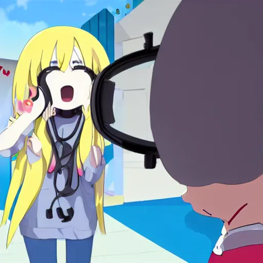 Prompt: Himouto! Umaru-chan wearing a vr headset