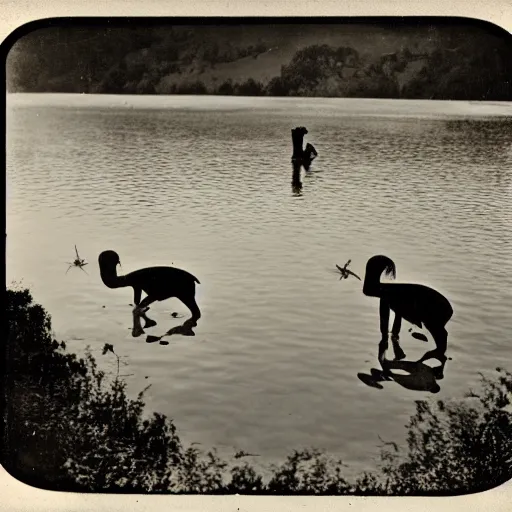 Image similar to creatures in the lake, 1 9 2 0 s photography