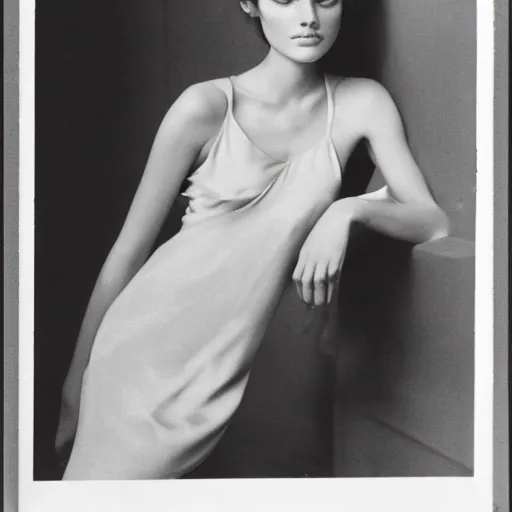 Prompt: studio photo of a beautiful young woman supermodel wearing a silk slip