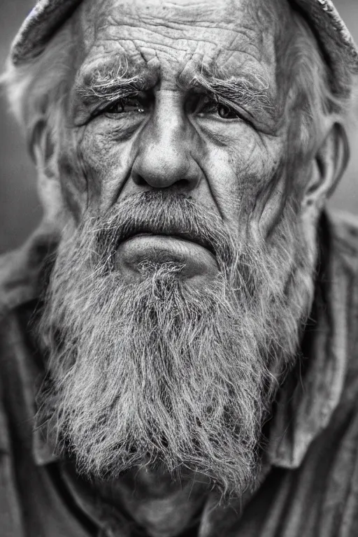Prompt: a portrait of an old man with a solemn look and deep expression in his eyes, lithographic print, highly detailed, strong lighting, cinematic, HD, 4K