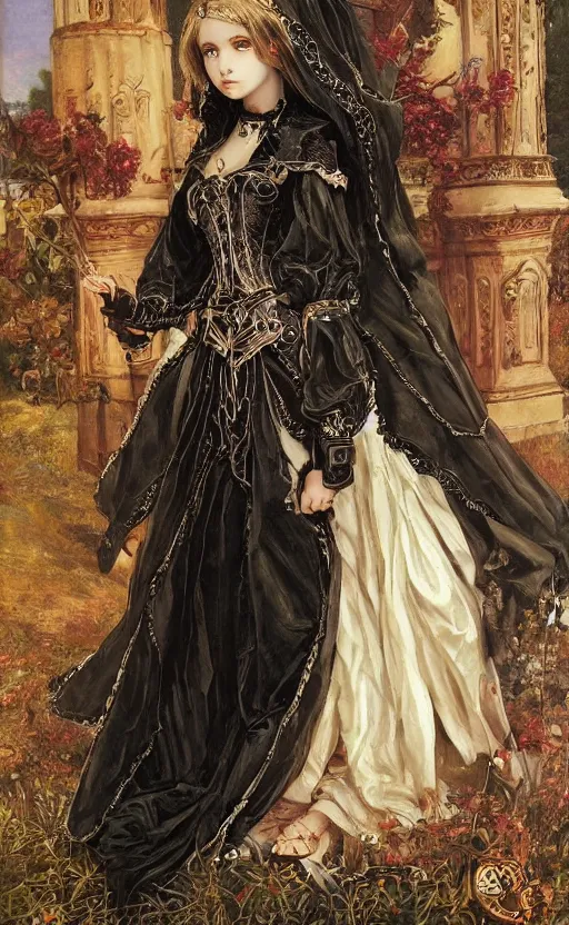 Image similar to Alchemy Imperial Princess knight gothic girl. By sophie anderson, highly detailded