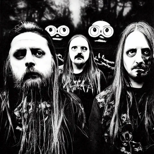 Image similar to darkthrone album cover with minions