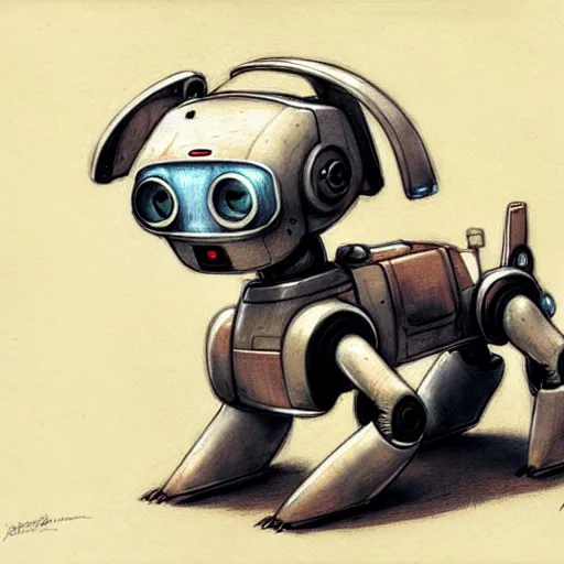 Prompt: cute robot dog, muted colors, by jean - baptiste monge