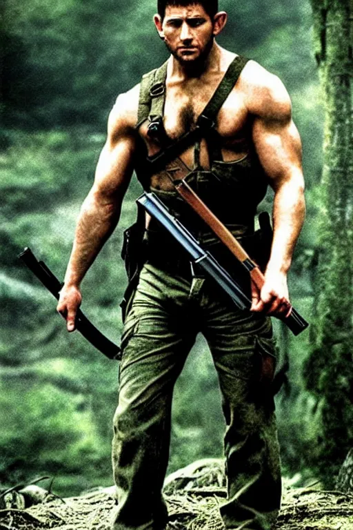 Prompt: chris redfield in rambo ( film series ), realistic photo