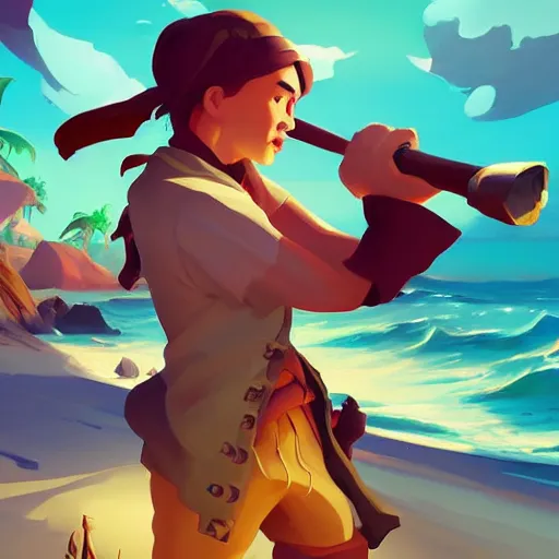 Image similar to painting treasure on sea of thieves game smooth median photoshop filter cutout vector, behance hd by jesper ejsing, by rhads, makoto shinkai and lois van baarle, ilya kuvshinov, rossdraws global illumination