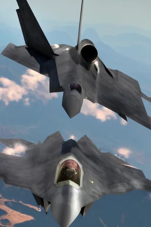 Prompt: Geralt of Rivia piloting a Lockheed Martin F-22 Raptor