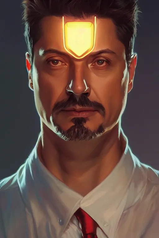 Prompt: vladimir zelensky is similar to tony stark, portrait, highly detailed, digital painting, artstation, concept art, smooth, sharp focus, illustration, cinematic lighting, art by artgerm and greg rutkowski and alphonse mucha