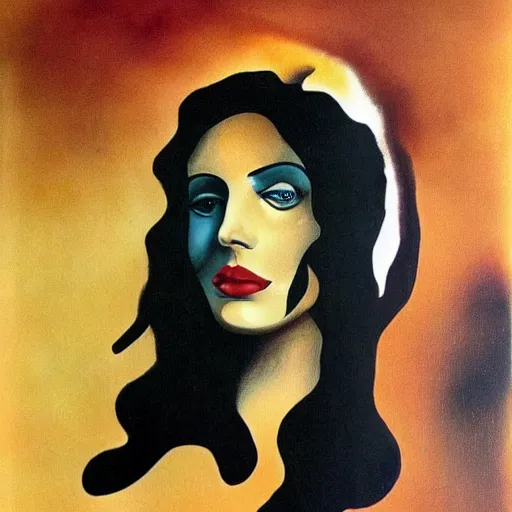 Image similar to lana del rey painted by salvador dali