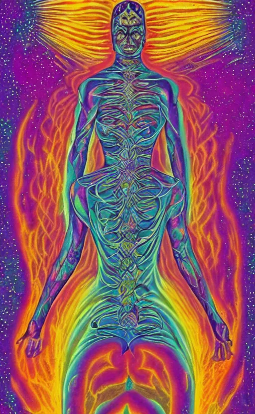 Image similar to astral projection in the style of alex grey