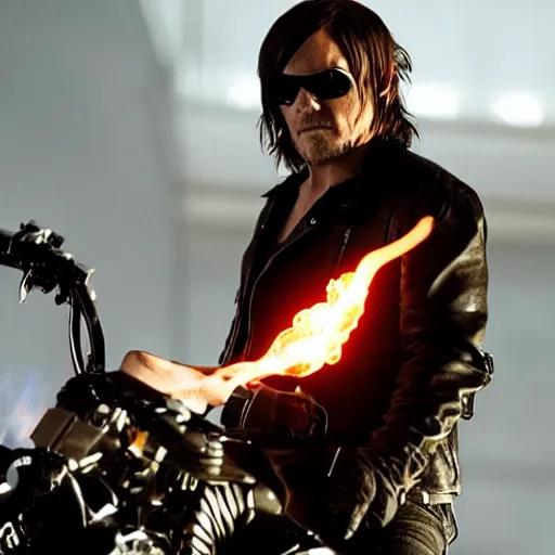 Image similar to Norman reedus as the ghost rider 4k detail