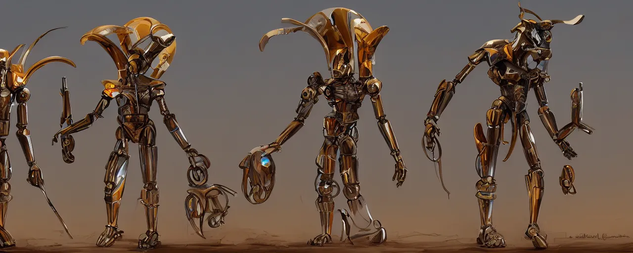 Image similar to anubis-headed humanoid metal robots take over ancient egypt, detailed digital art, trending on Artstation