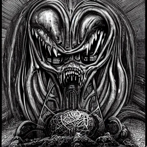 Image similar to lovecraftian horror by hr giger