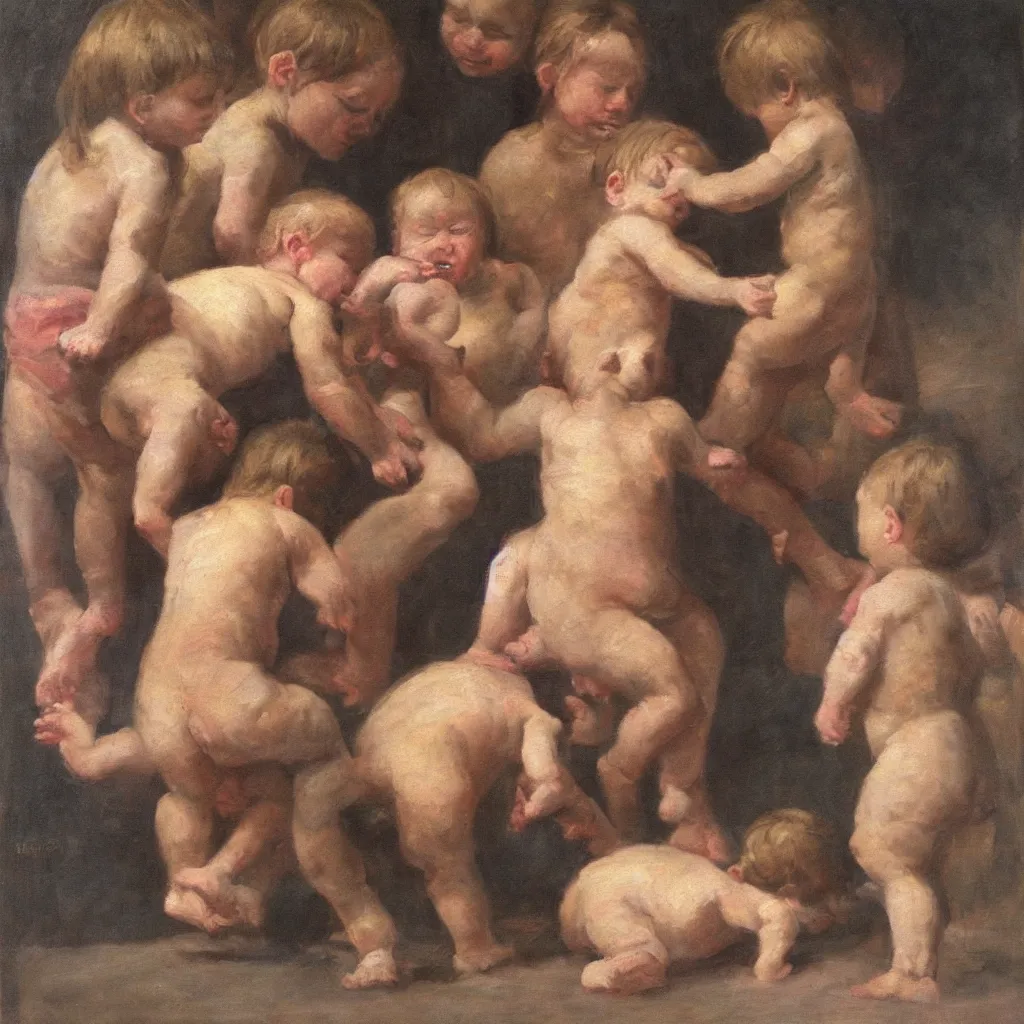 Prompt: the limbo of infants, oil painting