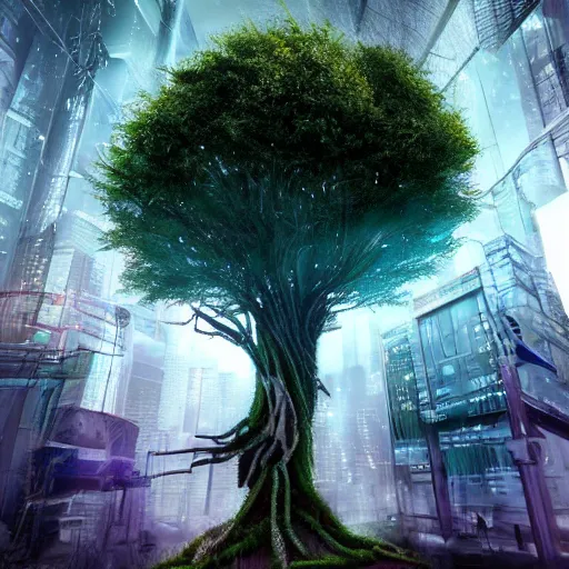 Prompt: a { cyberpunk } tree