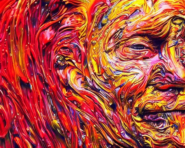 Image similar to still shot close up footage of the portrait of a human head explodes and disintegrates into acrylic pour and splashing paint, motion blur, hyperrealistic, medical, intricate art photography, anatomically correct, realistic crisp textures, 1 6 k