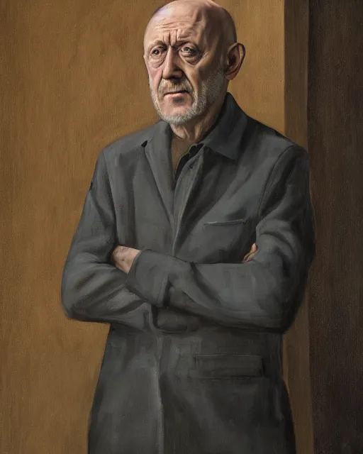 Image similar to jonathan banks as mike ehrmantraut, cinematic lighting, renaissance portrait, oil painting