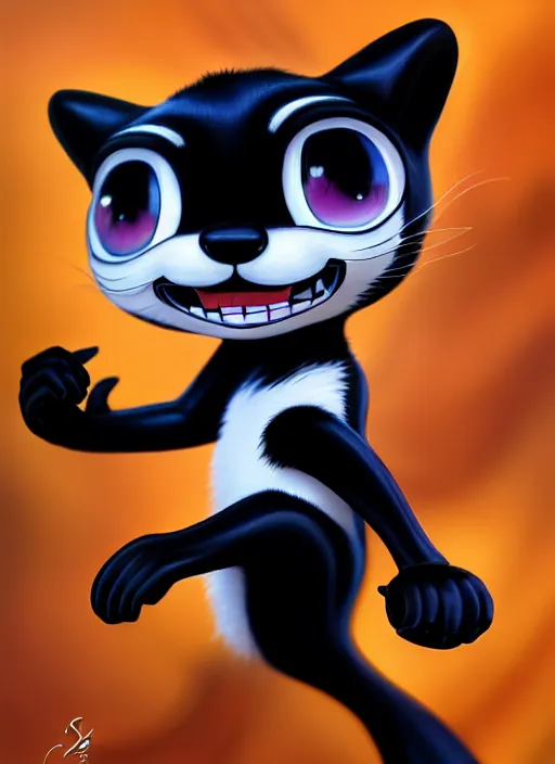 Image similar to photo of a gorgeous Felix the cat in the style of stefan kostic, realistic, sharp focus, 8k high definition, insanely detailed, intricate, elegant, art by stanley lau and artgerm