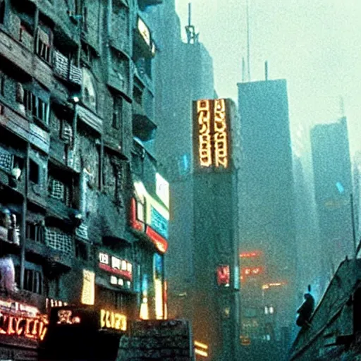Prompt: incan cyberpunk street from Blade Runner (1984)