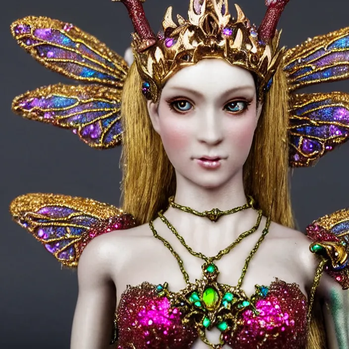 Prompt: photograph of a real - life beautiful!! fairy queen with bejewelled armour. extremely detailed. 8 k