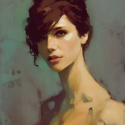 Prompt: portrait of a beautiful woman, intricate, elegant, highly detailed, greg manchess, mucha, liepke, ruan jia, jeffrey catherine jones, ridley scott