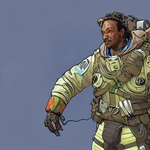 Image similar to wattson. Apex legends. Concept art by James Gurney and Mœbius.