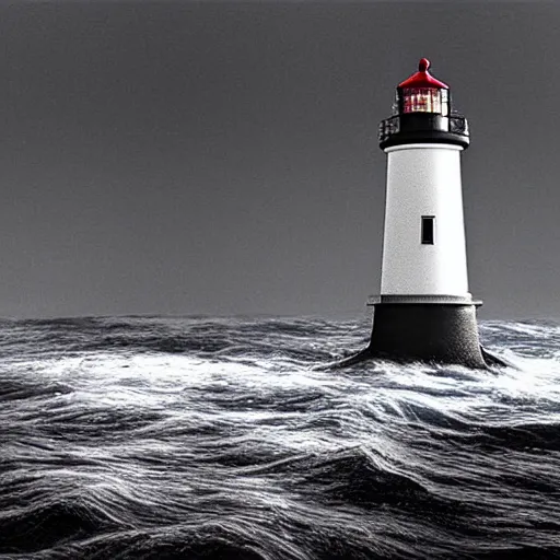 Image similar to a lighthouse over an ocean of potato's, beautiful matte painting