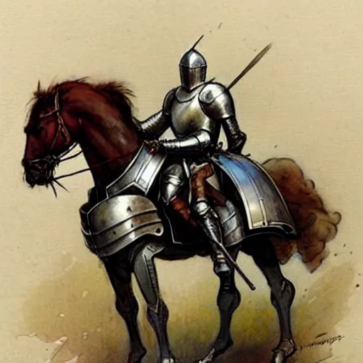 Image similar to (((((1950s knight in armor . muted colors.))))) by Jean-Baptiste Monge !!!!!!!!!!!!!!!!!!!!!!!!!!!
