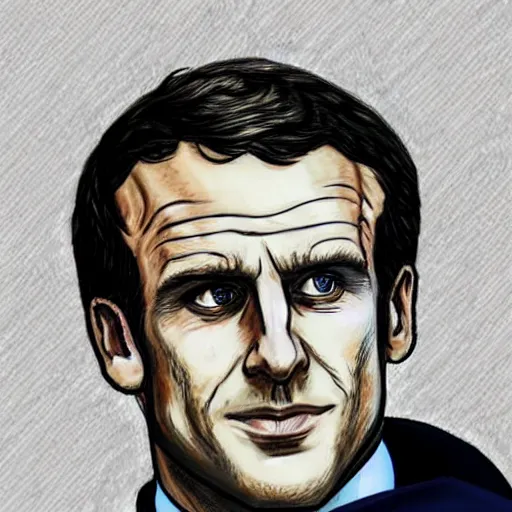 Prompt: Emmanuel macron, in fantasy armor without helmet, hair in the wind, high detail, realistic, art by invincible